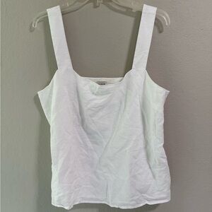 J.Crew White Linen-Blend Square Neck Tank – Size L – NWT